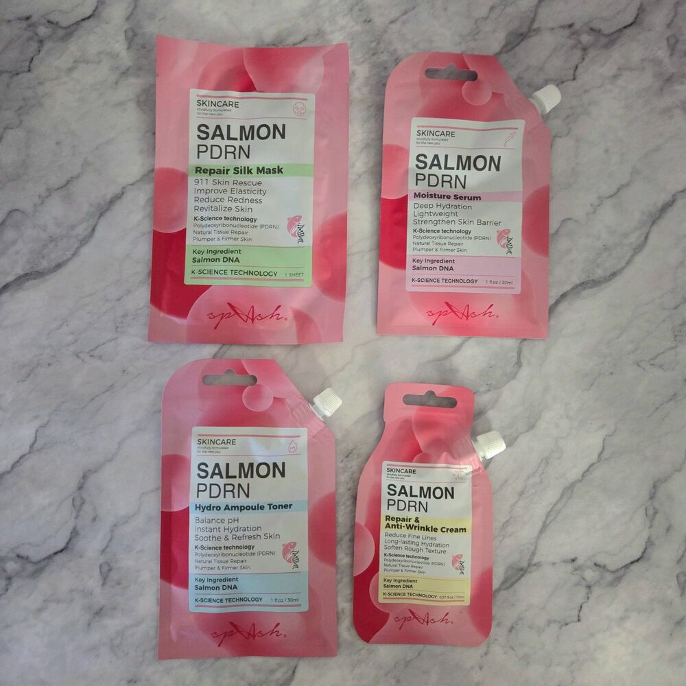 LA Splash Salmon PDRN 4-Piece Skincare Set Toner Serum Cream Sheet Mask